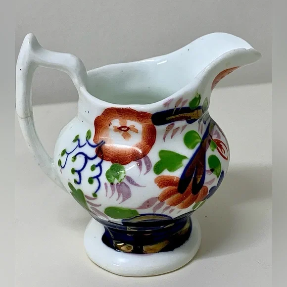 19th Century Antique Gaudy Welsh Forget Me Not Pattern Miniature Jug Pitcher